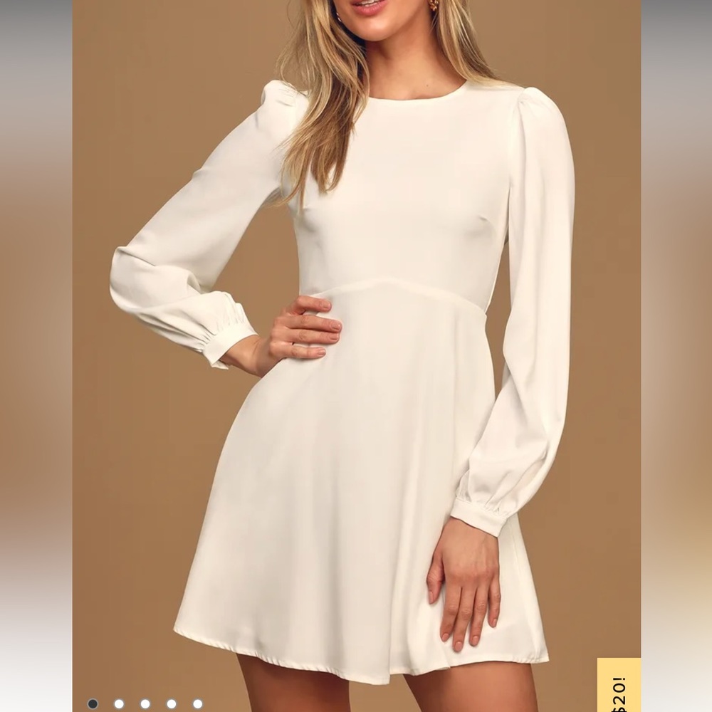 Lulu’s Follow Me White Long Sleeve Dress - XS